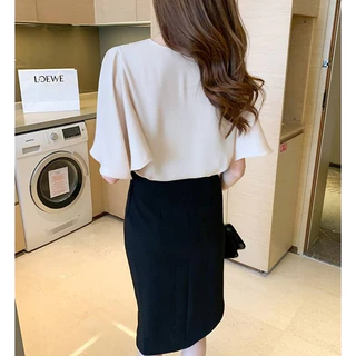 MIKIE💕C07_พร้อมส่งในไทย 🚚อก 40-60 ++ เสื้อแขนระบายสาวพลัสไซส์ คอวี ผ้านิ่มใส่สบาย