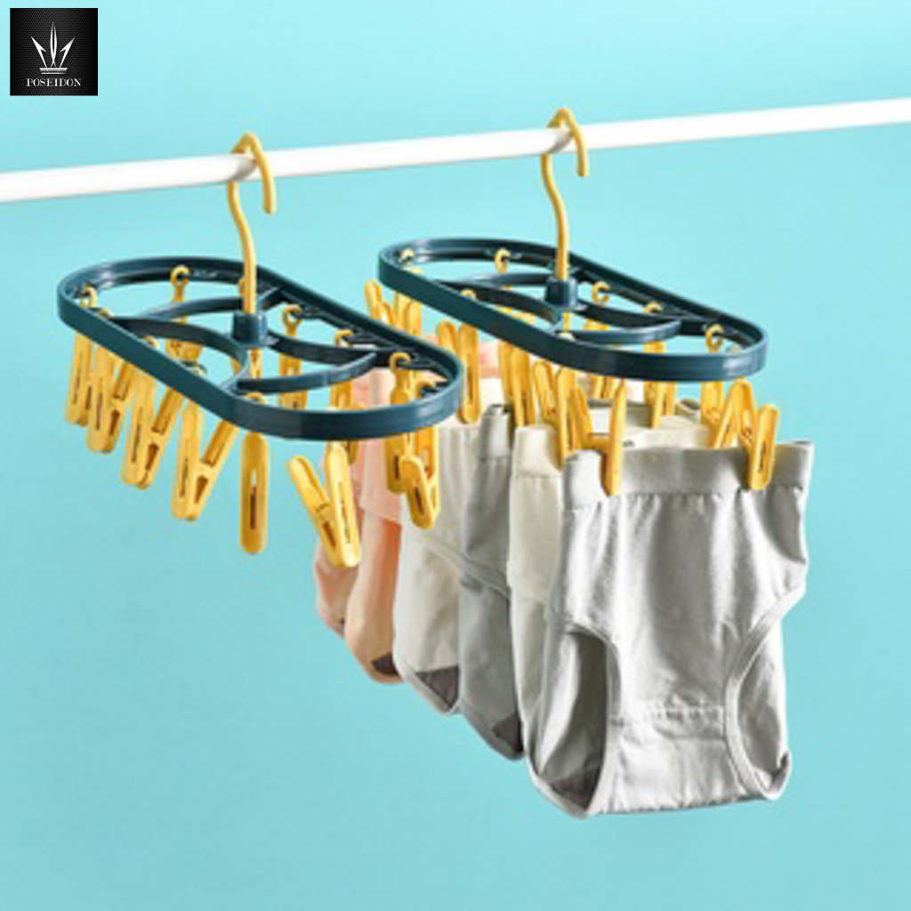 ราวหนีบผ้า  ที่ตากถุงเท้าพร้อม  12ตัวหนีบ