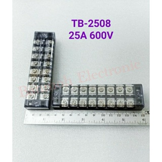 (แพ็ค1ตัว) เทอร์มินอล TB-2508 25A600V TERMINAL 8ช่องใช้สำหรับต่อสายไฟหรือจุดต่อสายไฟ