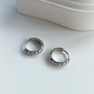 imean.store - Silver Braid earring | ต่างหูห่วงสีเงินประดับด้วยเพชร