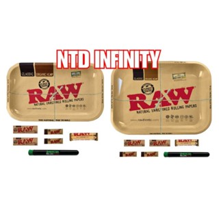 นำเข้า🇺🇸 RAW Rolling Tray Combo Includes Tray, 1 1/4 Rolling Papers, Original Tips, RAW 79mm Rolling Machine and Tube