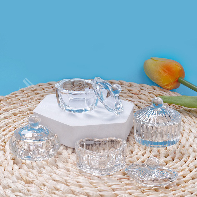 พร้อมส่งทุกวัน ถ้วยแก้วแบบมีฝา คริสตัลใส ใส่น้ำยา อะคลิลิค น้ำยาล้างพู่กัน น้ำยาเกลี่ยอะคริลิค Nail Tools - รูปที่ 6