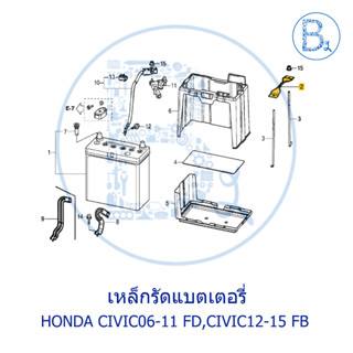 **อะไหล่แท้** เหล็กรัดแบตเตอรี่ HONDA CIVIC06-11 FD นางฟ้า,CIVIC12-15 FB,CRV07-12 G3