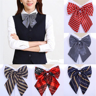 โบว์ หูกระต่าย ผู้หญิง Women Bowties Vintage Striped Bow Ties Silk Tie Bow Butterfly Gravata Borboleta Cravat Wedding