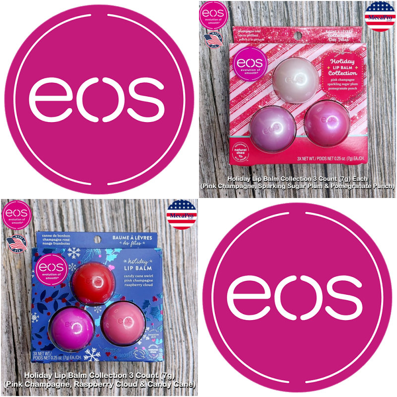 eos® Holiday Lip Balm Collection 3 Count (7g) Each ลิปบาล์ม ลิปไข่ ลิปบำรุงริมฝีปาก กลิ่นหอมหวานละมุ