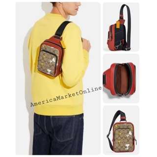 กระเป๋า COACH/ Coach X Peanuts Track Pack 14 In Signature Canvas With Snoopy Woodstock Print  (COACH CE600)