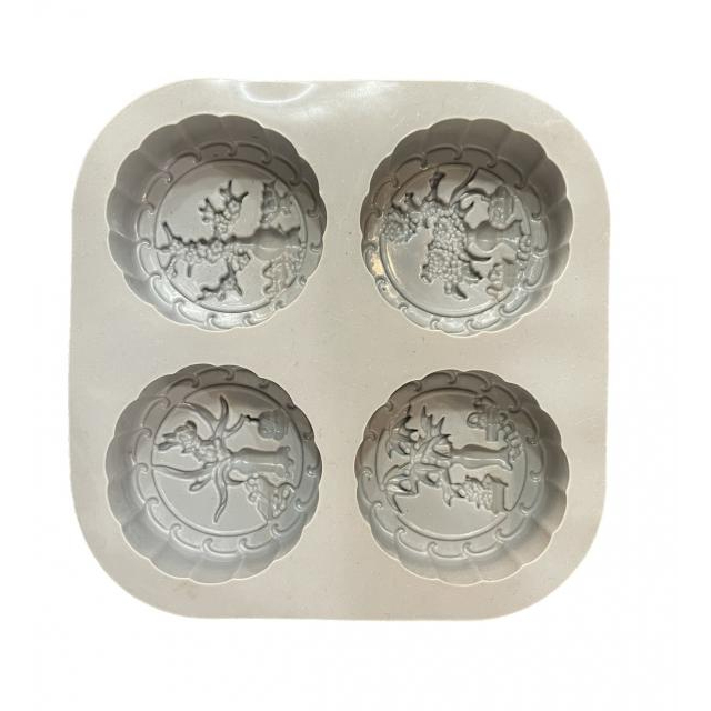MoonCake Silicone ซิลิโคน ขนมไหว้พระจันทร์ บล็อคซิลิโคน วงกลม มี 4 ลาย -เหมาะสำหรับ เค้ก,ทำขนม,ช็อกโกแลต,น้ำแข็ง,วุ้น,ส