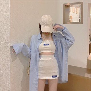 🍓 ชุดเซ็ท เกาะอก กระโปรง แนวสตรีท ทั้งเท่ห์ทั้งปัง ☁️ ( 11201 )