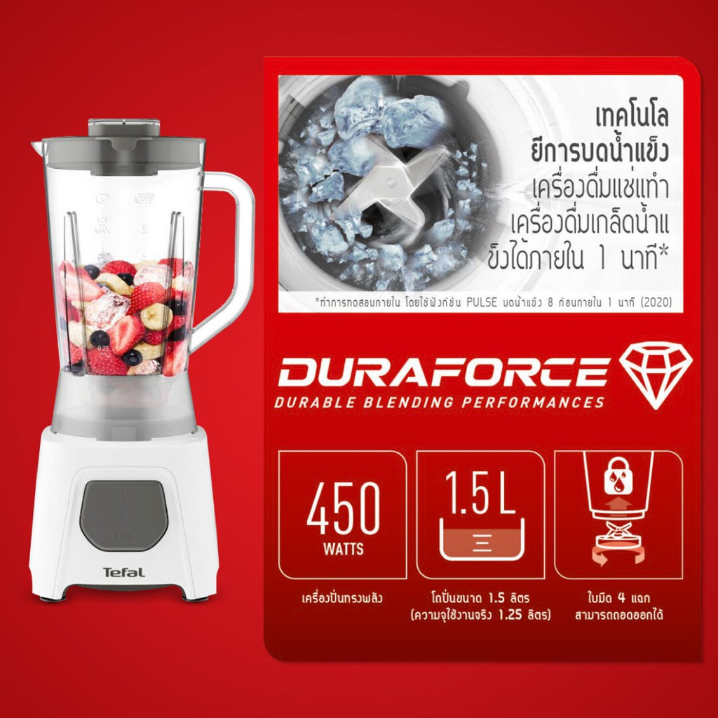 TEFAL เครื่องปั่นน้ำผลไม้ Blendeo (450 วัตต์,1.5 ลิตร) BL2B1166