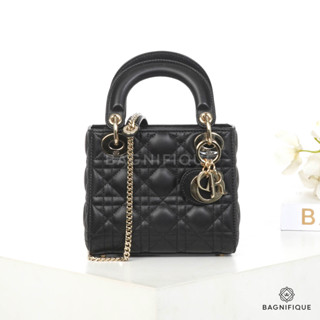 DIOR LADY MINI BLACK LAMB GHW