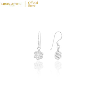 Louis Montini (Jewelry) Sterling Silver 925 Earrings ต่างหูเงินแท้ 92.5% ต่างหูผู้หญิง รูปดอกไม้ LJER86