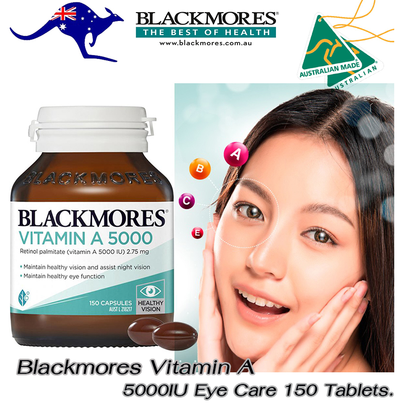 Blackmores Vitamin A 5000IU Eye Care 150 เม็ด แบล็คมอร์ส วิตามินเอ บำรุงสายตา ช่วยการมองเห็น
