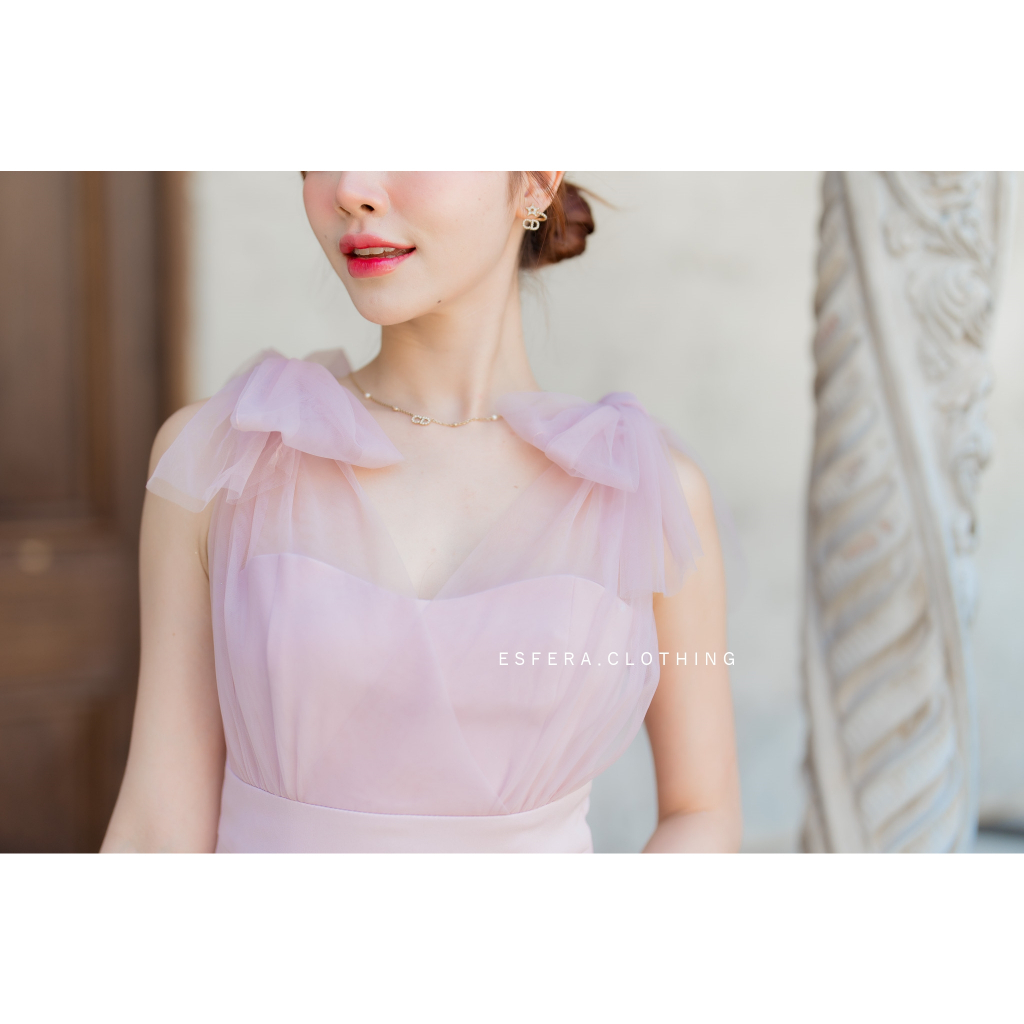DR068-1 Bow Beauty Dress เดรสออกงาน รูปที่ 4