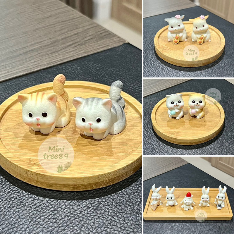 ตุ๊กตาตกเเต่ง พร้อมถาดรองไม้ เเบบเช็ต 2ตัว , 5 ตัว , 6ตัว ขายพร้อมถาดรองไม้ Minitree89 ตุ๊กตา มงคล