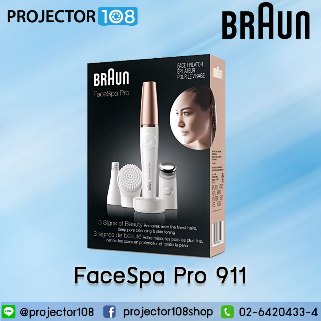 Braun Facespa Pro 911 #5366 Face Epilator, Facial Hair Removal for Women, 3-in-1 Epilating, Cleansin