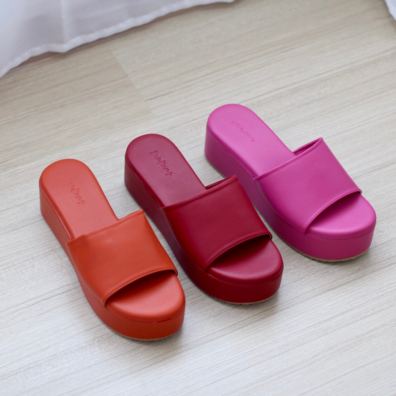 (พร้อมส่ง)  KIMKUNG KK37 (35-41) Basic Cafe  2.5" รองเท้าส้นตึก  รองเท้าแฟชั่น