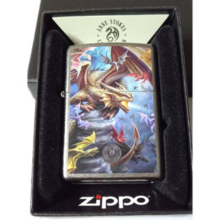 ZIPPO 49104 ANNE  STOKES COLLECTION STREET CHROME  สีเงิน ผิวโครเมี่ยม ลายแบบสกรีน ของใหม่ไม่ผ่านการใช้งาน  มาพร้อมกล่อง