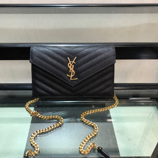 [ทักแชทก่อนสั่งซื้อ] YSL Saint Laurent กระเป๋าสะพายโซ่ลายลูกคาเวียร์พร้อมสายสะพายโซ่ถอดออกได้ใช้เป็นกระเป๋าถือได้