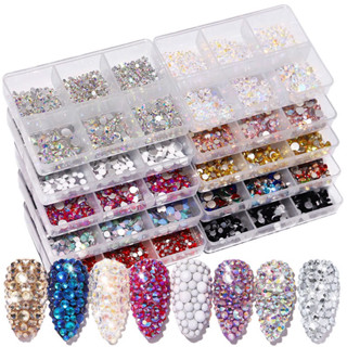 อะไหล่เพชรสำหรับตกแต่งเล็บ แบบตลับ 6ช่องมี13สีสวยๆให้เลือกงานจริงวิ้งจริง🌈พร้อมส่งในไทย🌈