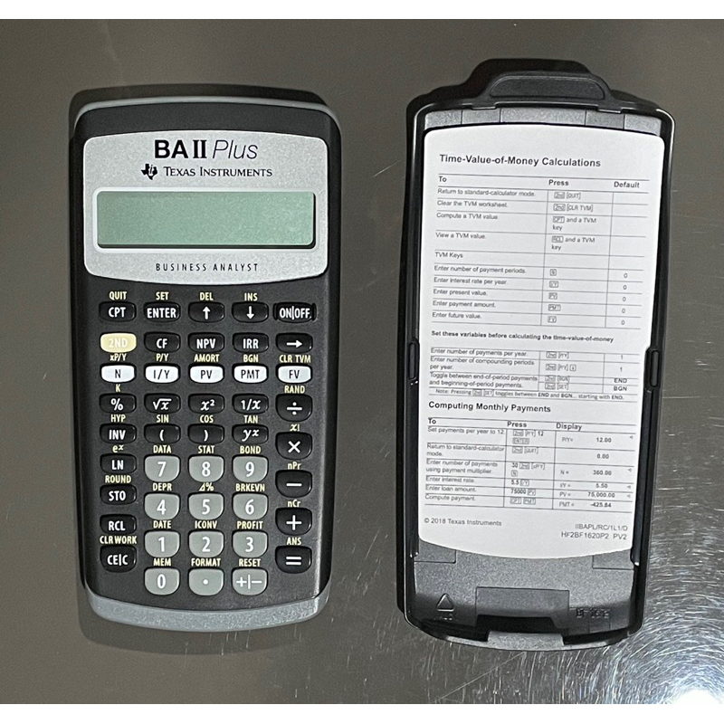BA II Plus เครื่องคิดเลขการเงิน Texas Instruments ของแท้ (ลด 20% จากราคาเต็ม) แถมฟรีไฟล์สูตร CFA Lev