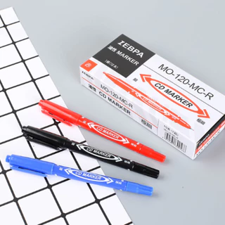 ปากกาCD MARKER เขียนซองไปรษณีย์ เขียนแผ่นใส กันน้ำ (2หัว/ด้าม) มีให้เลือก3สี สินค้าพร้อมส่ง