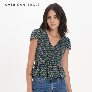 American Eagle V-Neck Smocked Babydoll Blouse เสื้อเบลาซ์ ผู้หญิง เบบี้ดอล คอวี  (NWSB 035-4883-300)