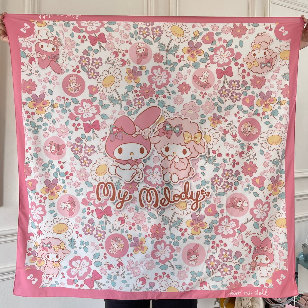 Kiss Me Doll ผ้าพันคอ/ผ้าคลุมไหล่ My melody ลาย Sweet time ขนาด100x100 cm.
