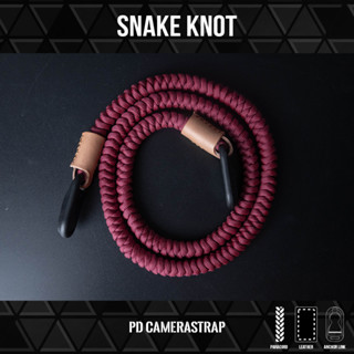 สายคล้องกล้องแฮนด์เมด สีแดงไวน์ Camerastrap Snake knot Peak design handmade Redwine