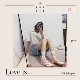 Love is ถุงเท้าแฟชั่น ครึ่งแข้ง ลายหัวใจ ราคาถูก คุณภาพดี