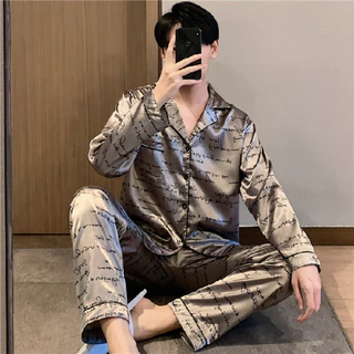 🤵ชุดนอนผู้ชาย，ชุดนอนผ้าซาติน，หลายรูปแบบให้เลือก，กางเกง + ด้านบน，L-3XL