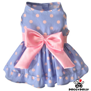 Pet clothes -Doggydolly  เสื้อผ้าแฟชั่น น้องหมาน้องแมว  ชุดกระโปรงแขนกุด ลายจุด   D620  ขนาด1-9โล