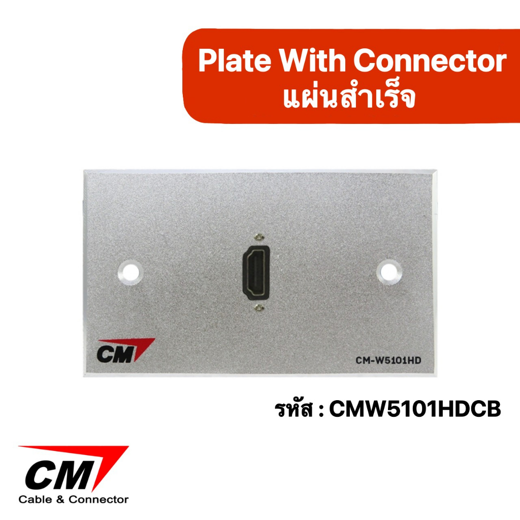 CM : Audio Video Inlet / Outlet Plate with HDMI Cable 20 cm. , 1 Port Series 2 แผ่นเพลท HDMI แบบสาย1 ช่อง