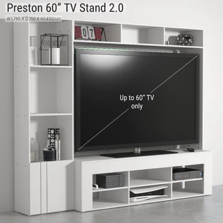 Tomato Home ชุดตู้ชั้นวางทีวี Preston 2.0 TV60นื้ว | ชั้นวางทีวี ตู้วางทีวี | เก็บของได้เยอะมาก