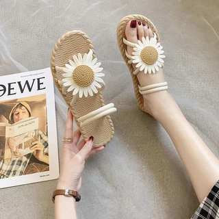 🍓EnJoy🍓 พร้อมส่ง (LT-DM-1) รองเท้าแตะลายดอกไม้ ใส่ได้สองแบบ สวม/รัดส้น เก๋มากแม่