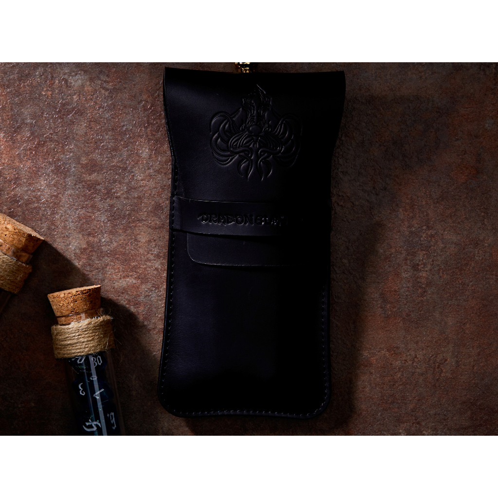 Hydra RPG Double Potion Bag | Large Dice Bag | Black Leather Bag With Dice Potion Flask Set | Dice |