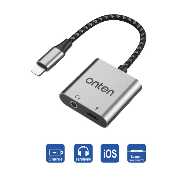 ONTEN Newๆๆๆ 2in1 IOS to 3.5mm and Charging (QC) Adapter OTN-133