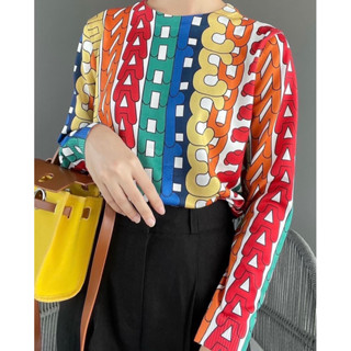 VERSACE COLORFUL KNIT TOP