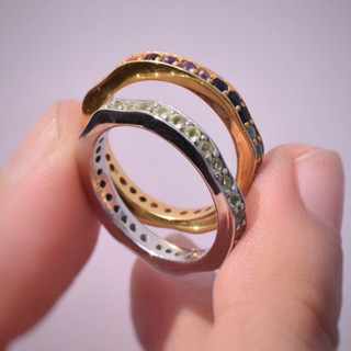 แหวนล้อมลอยเรนโบว์ Rainbow round ring #minimsignature R531