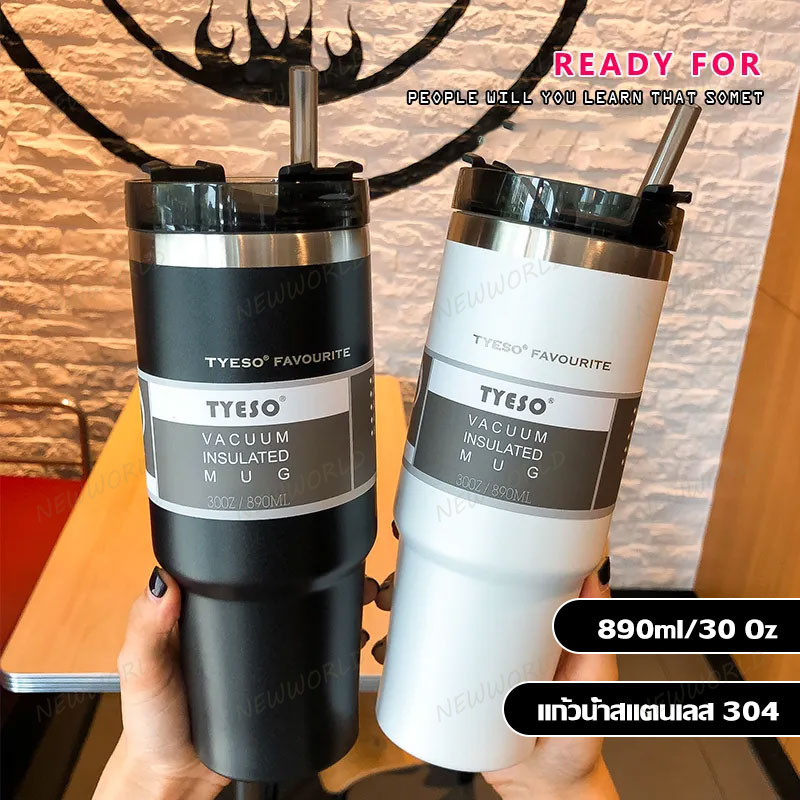 แก้วเก็บเย็น แก้วสแตนเลส Tyeso 890ml แก้วเก็บอุณหภูมิ แก้วเยติ อุ่นได้นาน(526)