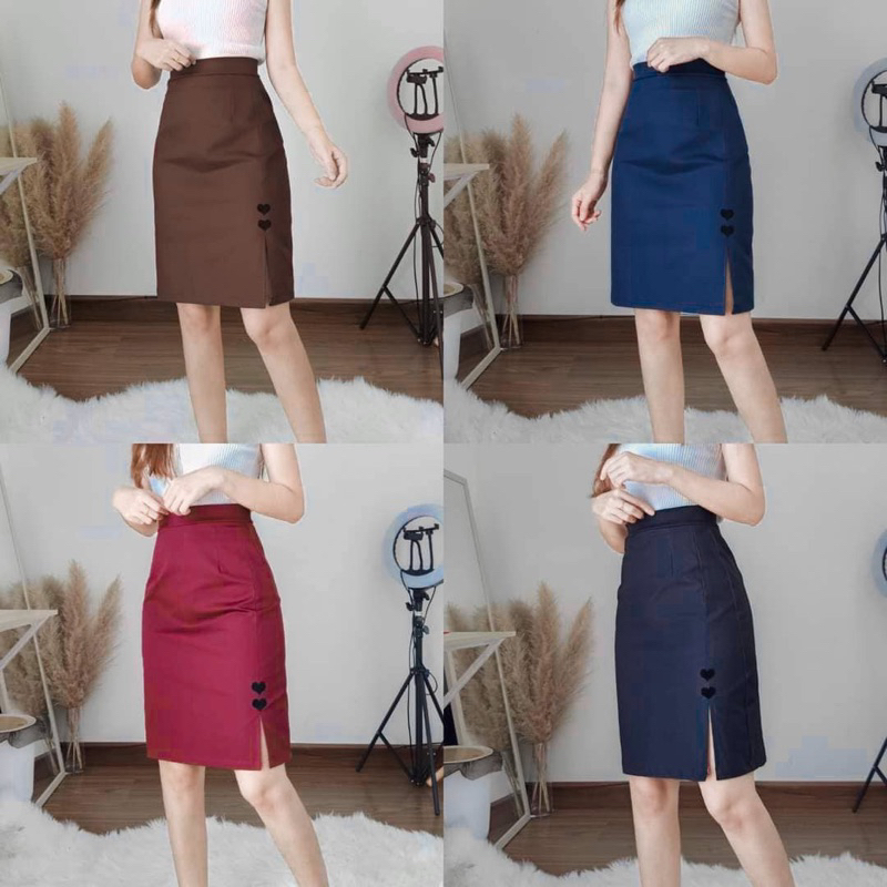 💞 กระโปรงทำงาน รุ่นหัวใจ ผ่าหน้า 💞