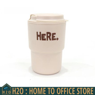 [พร้อมส่ง] Plastic Cup แก้วน้ำพลาสติก มีฝาปิด ลาย HERE. Japan Quality (ขนาด : 320 ml) 8x9x13 cm