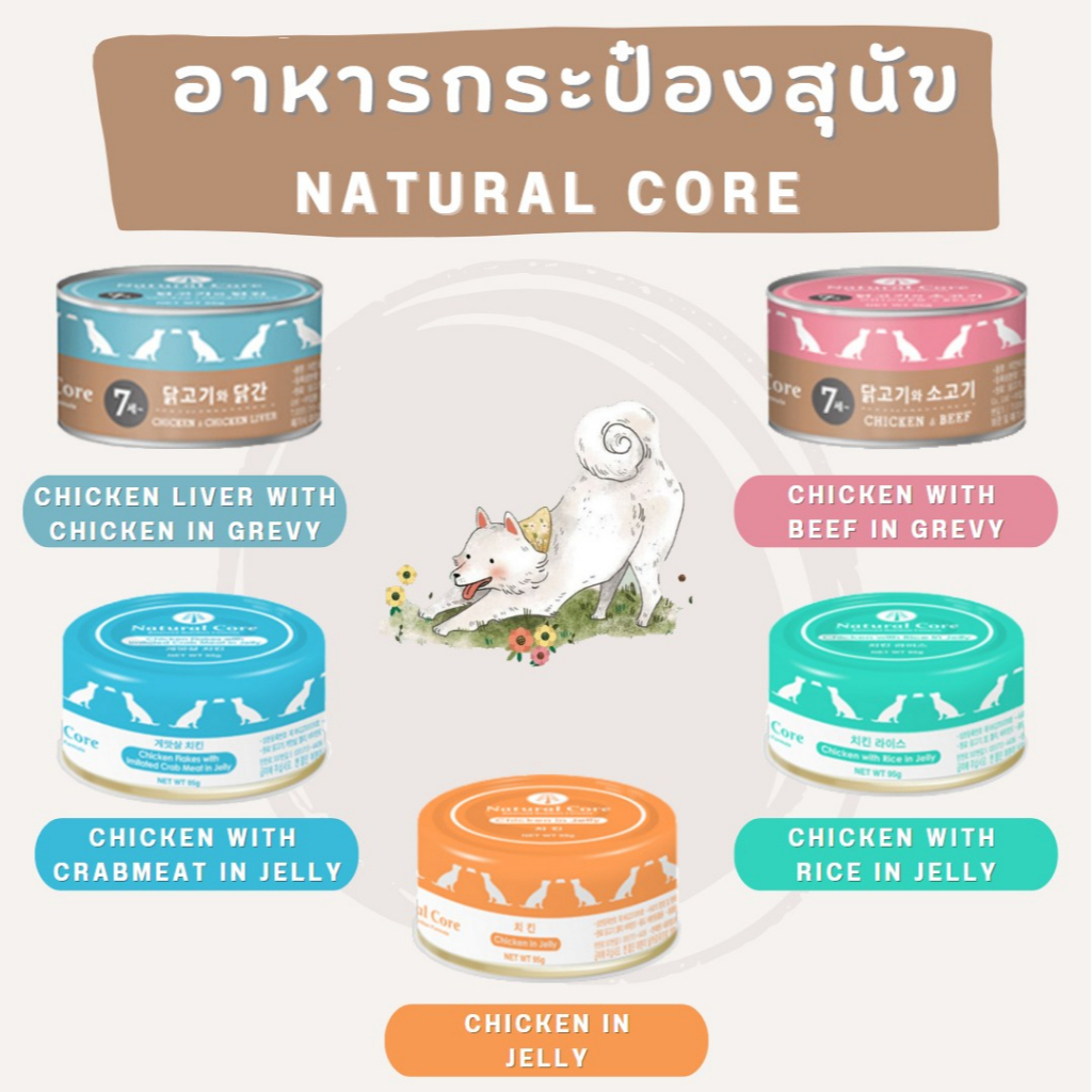 *พร้อมส่ง* อาหารกระป๋องสุนัข Natural Core นำเข้าจากเกาหลี