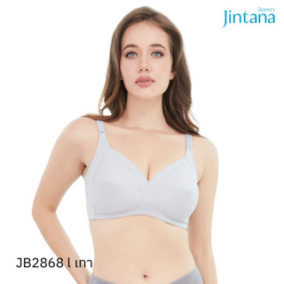 Jintana เสื้อชั้นใน (ไม่เสริมโครง) Wireless Fit รุ่น Cross Over รหัส JB2868 สีเทา