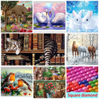 (พร้อมส่ง) ภาพติดเพชร เม็ดเหลี่ยม Square diamond painting ภาพวาดเพชร ศิลปะ DIY 5D ภาพตกแต่งบ้าน