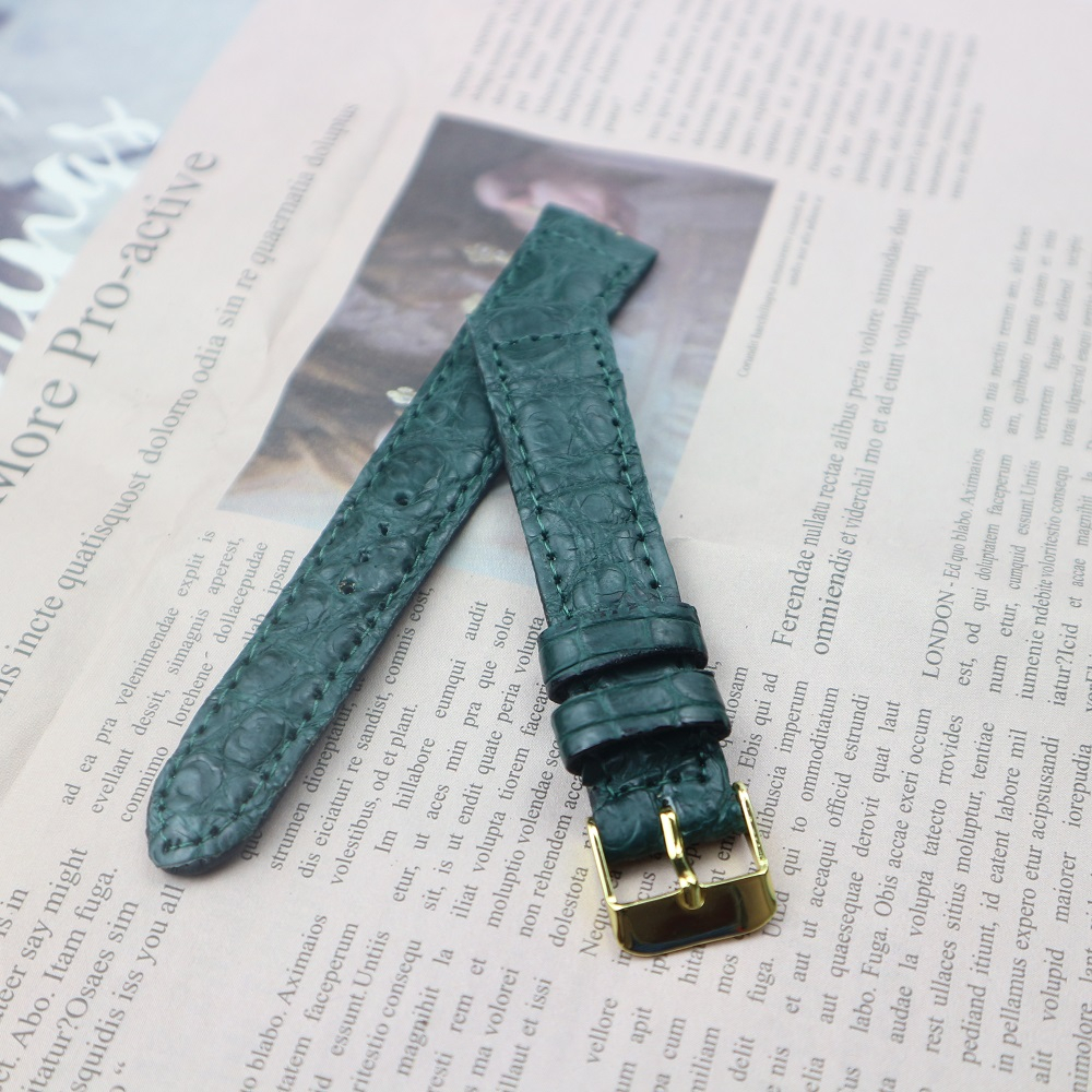 สายนาฬิกาหนังจระเข้แท้ งานมือ ไซร์ 18 mm. (ส่วนท้องไผ่เล็ก) Genuine leather crocodile แถมสปริง รับประกันสินค้า ไม่แท้ยิน