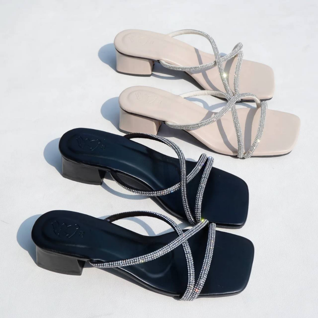 รุ่น เจได*** *** รองเท้าส้นสูง  1.8 นิ้ว ใส่สบายมาก ประดับเพชร ใสสบาย _BB