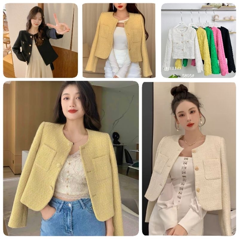 เสื้อคลุม แขนยาว #รวมส่ง⚘ผ้าทวิต #5895อ ฟรีไซส์ รอบอกใส่ติดกระดุม 36-38" รอบอกใส่คลุม 39-40" ความยาว 18" มี 1รุ่น