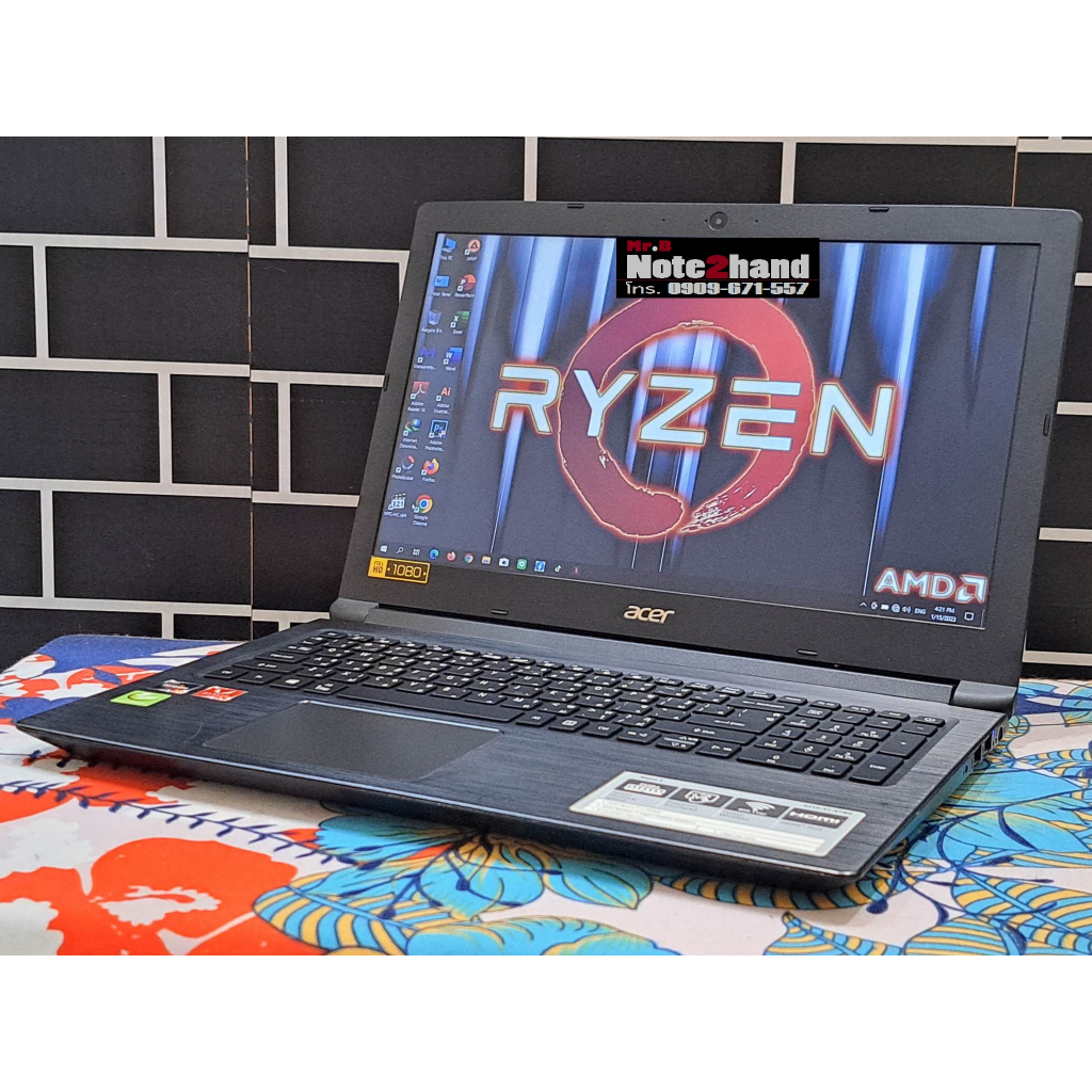 โน๊ตบุ๊คมือสอง ACER CPU AMD Ryzen 5 2500U หน้าจอ15.6”FHD แรม8+SSD240+HDD1TB+การ์ดจอ1GB+วินโดว์แท้