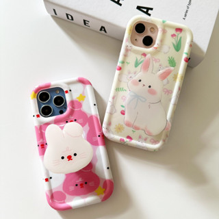 พร้อมส่งในไทย💘 เคสโทรศัพท์ เคสมือถือ เคสกระต่ายหน้าชมพูขาว+ไอริงTPU-S1263 เคสกระต่ายดอกไม้+ไอริง TPU-S1264