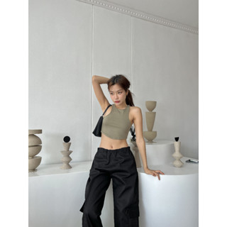 SALE cargo pants - กางเกงคาร์โก้ Y2K ผ้าหนา สม็อคทั้งตัวฟีลสายฝอ